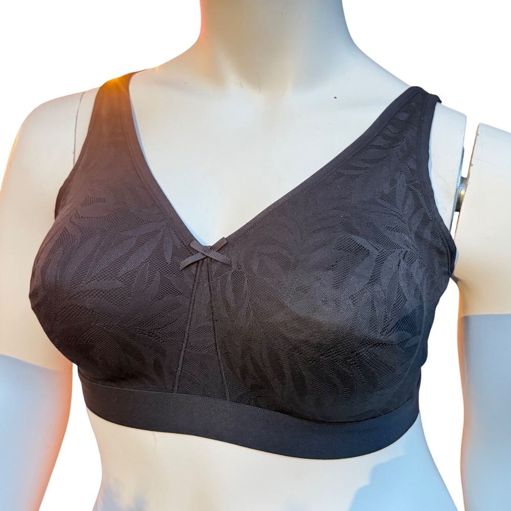 New AISILIN Wireless Full Coverage Bra Jacquard Leaf Black Minimalist Comort 40D